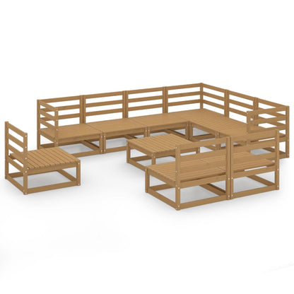Set Salotto da Giardino 10pz Marrone Ambra Legno Massello Pino