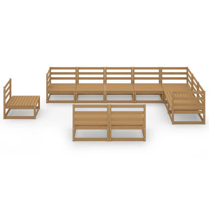 Set Salotto da Giardino 10pz Marrone Ambra Legno Massello Pino