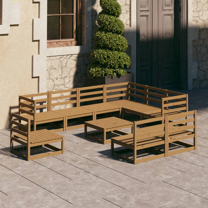 Set Salotto da Giardino 10pz Marrone Ambra Legno Massello Pino