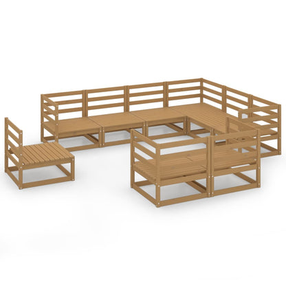 Set Salotto da Giardino 9pz Marrone Ambra Legno Massello Pino