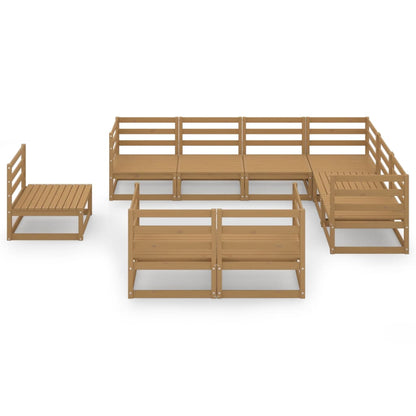 Set Salotto da Giardino 9pz Marrone Ambra Legno Massello Pino