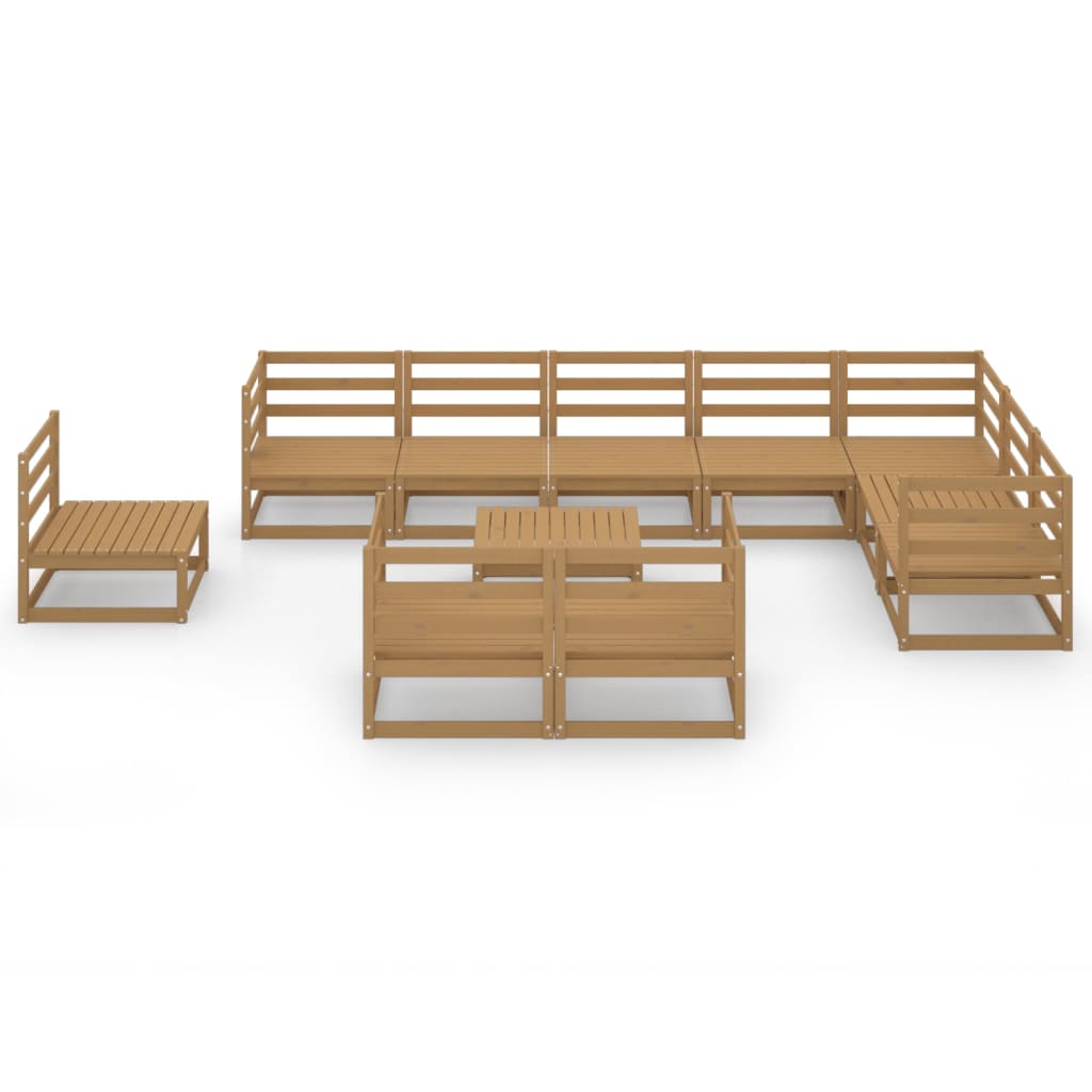 Set Divani da Giardino 11 pz Marrone Ambra in Massello di Pino