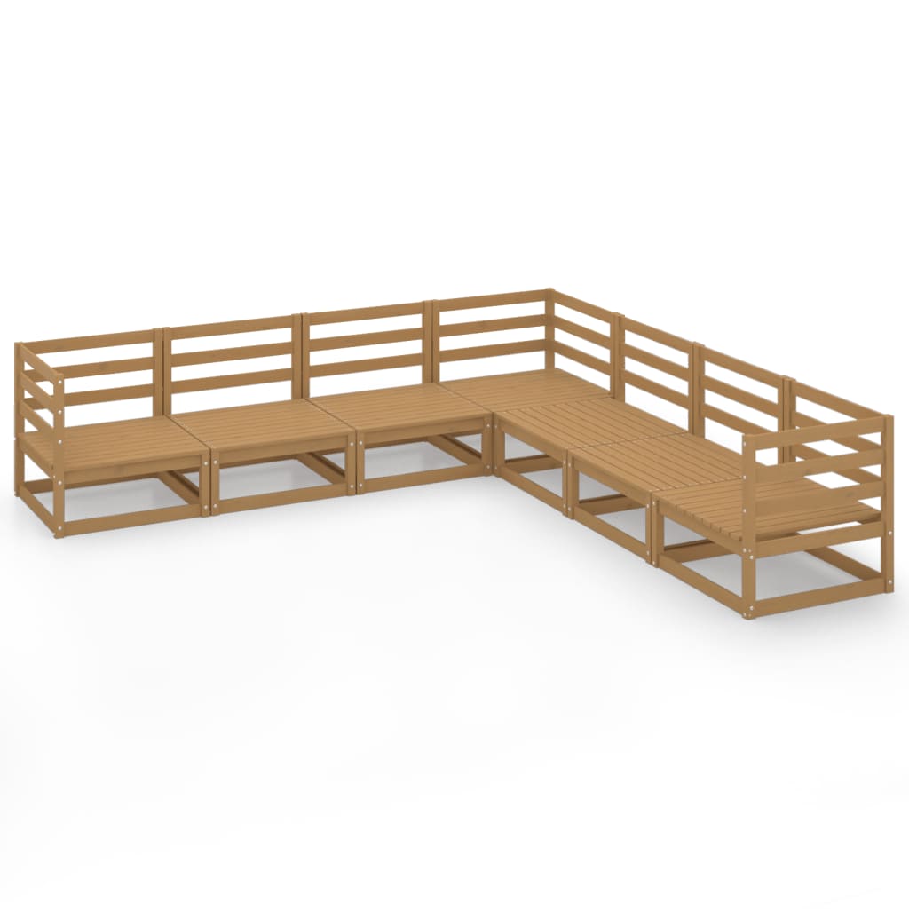 Set Salotto da Giardino 7pz Marrone Ambra Legno Massello Pino