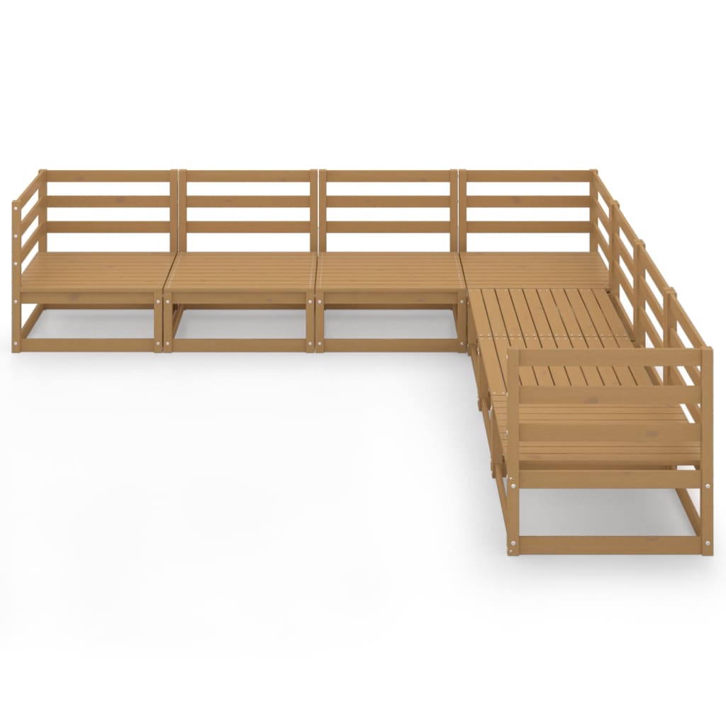 Set Salotto da Giardino 7pz Marrone Ambra Legno Massello Pino