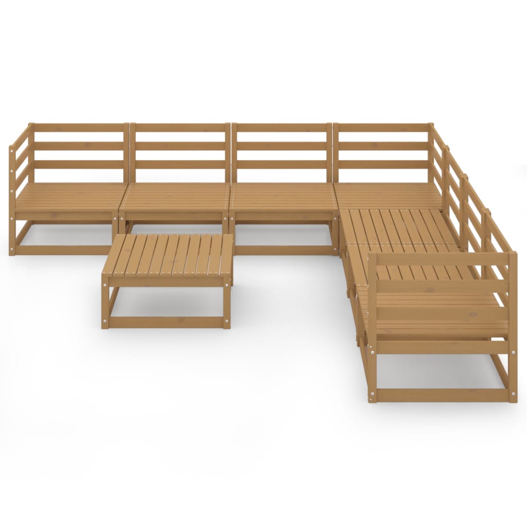 Set Salotto da Giardino 8pz Marrone Ambra Legno Massello Pino