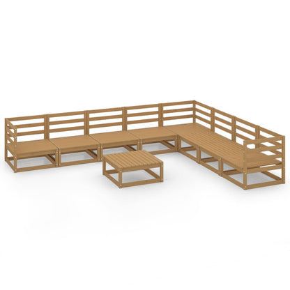 Set Divani da Giardino 9 pz Marrone Ambra Legno Massello Pino