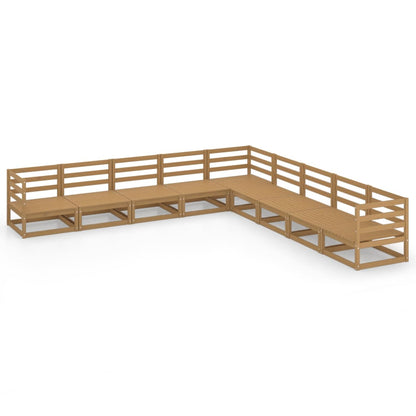 Set Salotto da Giardino 9pz Marrone Ambra Legno Massello Pino
