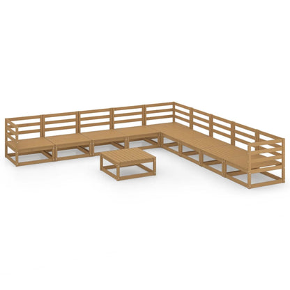 Set Salotto da Giardino 10pz Marrone Ambra Legno Massello Pino