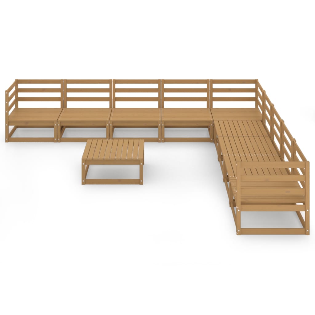Set Salotto da Giardino 10pz Marrone Ambra Legno Massello Pino