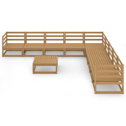 Set Salotto da Giardino 10pz Marrone Ambra Legno Massello Pino