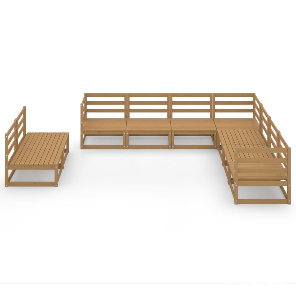 Set Salotto da Giardino 9pz Marrone Ambra Legno Massello Pino