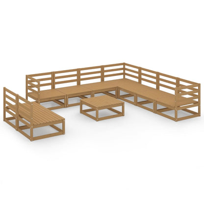 Set Salotto da Giardino 10pz Marrone Ambra Legno Massello Pino