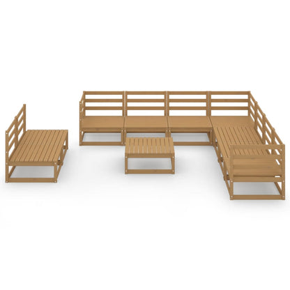Set Salotto da Giardino 10pz Marrone Ambra Legno Massello Pino