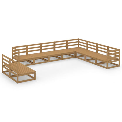 Set Salotto da Giardino 10pz Marrone Ambra Legno Massello Pino