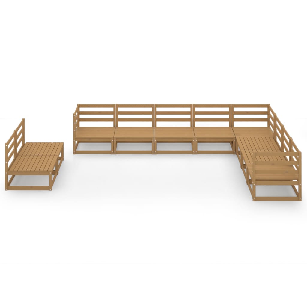 Set Salotto da Giardino 10pz Marrone Ambra Legno Massello Pino