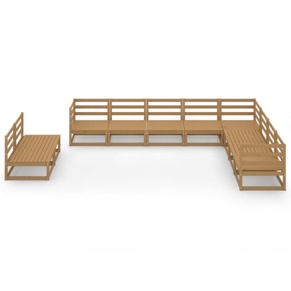 Set Salotto da Giardino 10pz Marrone Ambra Legno Massello Pino