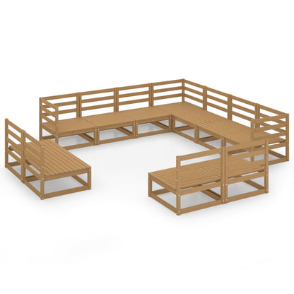 Set Salotto da Giardino 11pz Marrone Ambra Legno Massello Pino