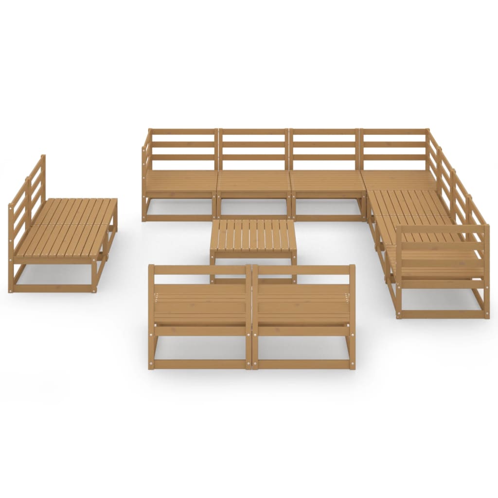 Set Divani da Giardino 12 pz Marrone Ambra in Massello di Pino
