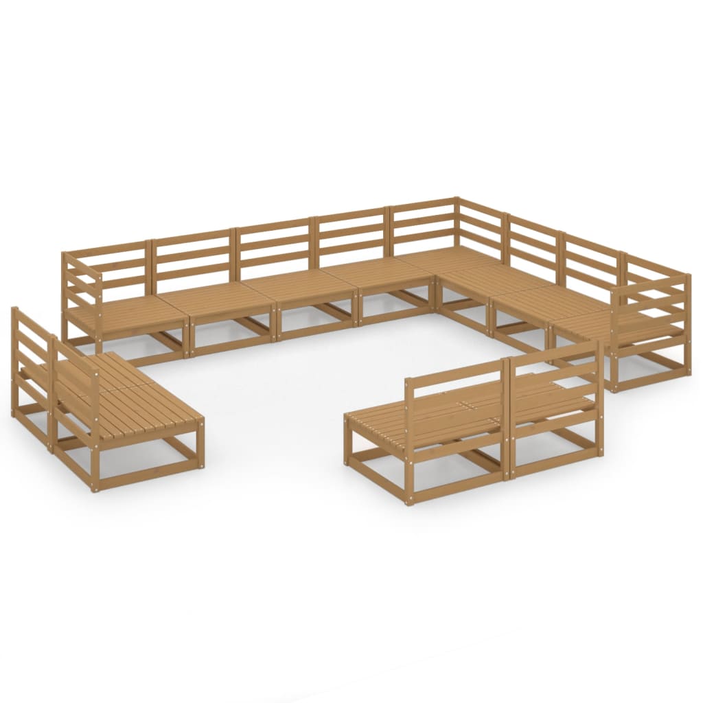 Set Salotto da Giardino 12pz Marrone Ambra Legno Massello Pino