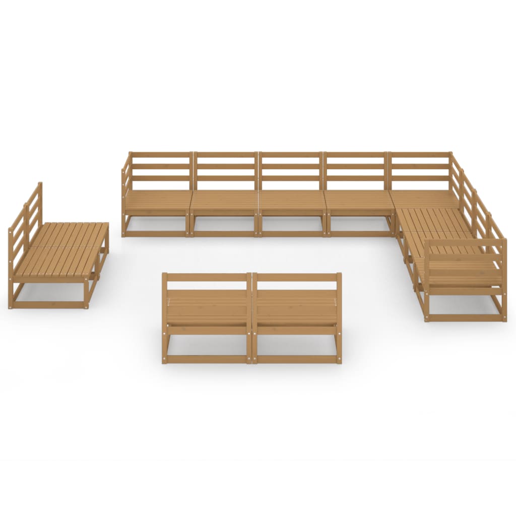 Set Salotto da Giardino 12pz Marrone Ambra Legno Massello Pino
