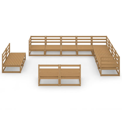 Set Salotto da Giardino 12pz Marrone Ambra Legno Massello Pino