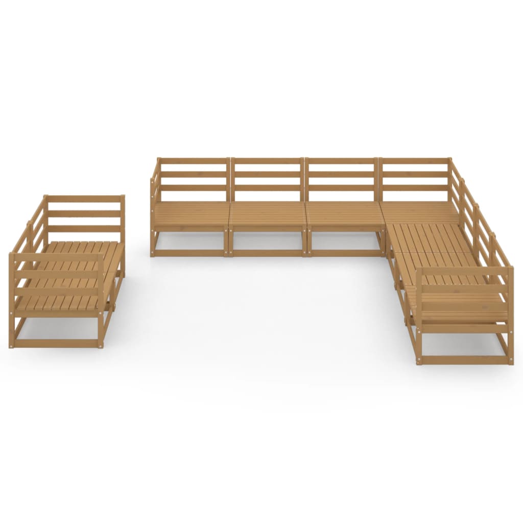 Set Salotto da Giardino 9pz Marrone Ambra Legno Massello Pino