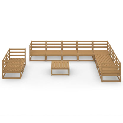 Set Divani da Giardino 11 pz Marrone Ambra in Massello di Pino