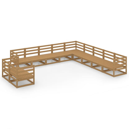 Set Salotto da Giardino 11pz Marrone Ambra Legno Massello Pino
