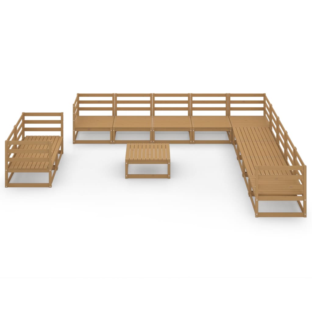 Set Divani da Giardino 12 pz Marrone Ambra in Massello di Pino