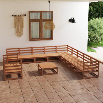 Set Divani da Giardino 12 pz Marrone Ambra in Massello di Pino