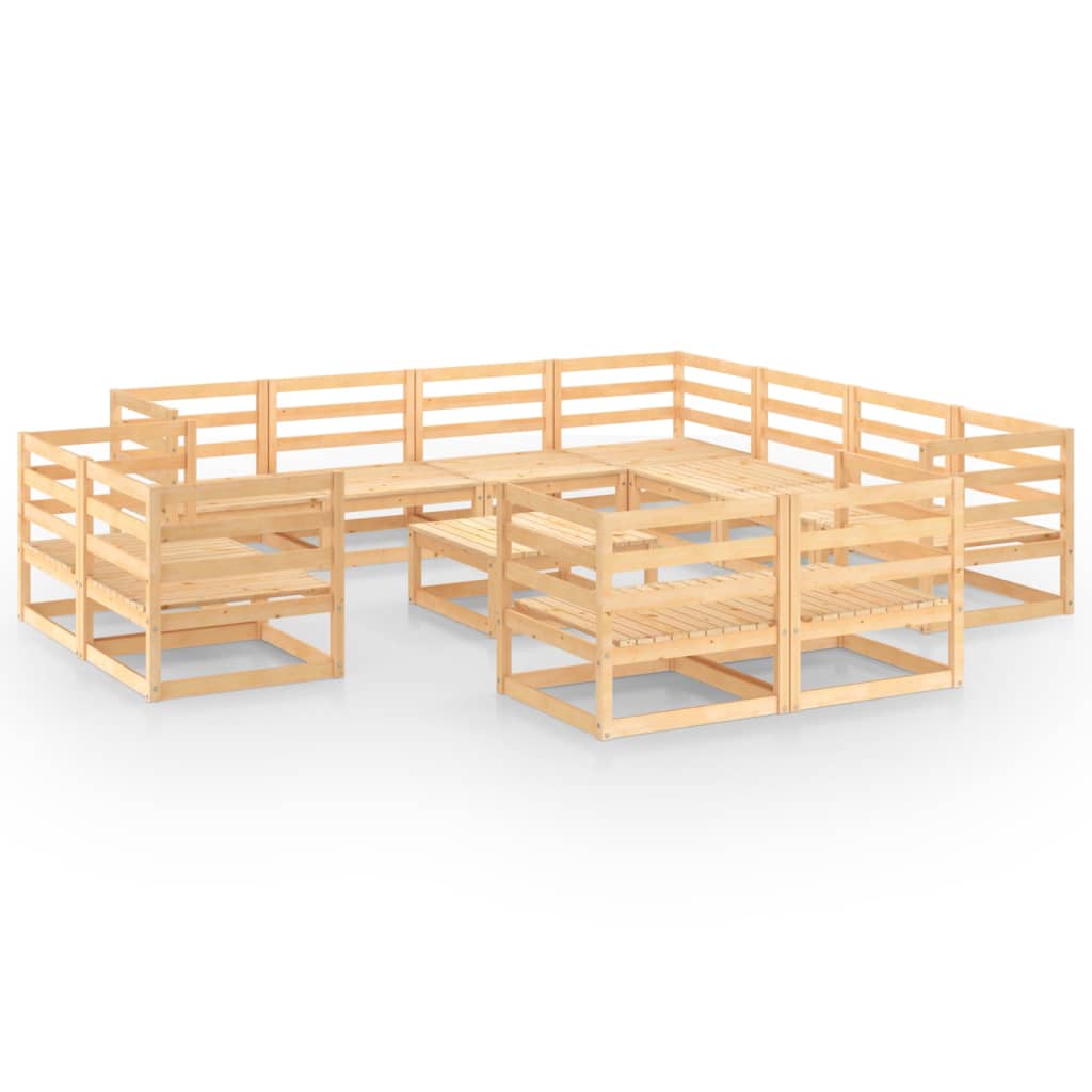Set Divani da Giardino 12 pz in Legno Massello di Pino