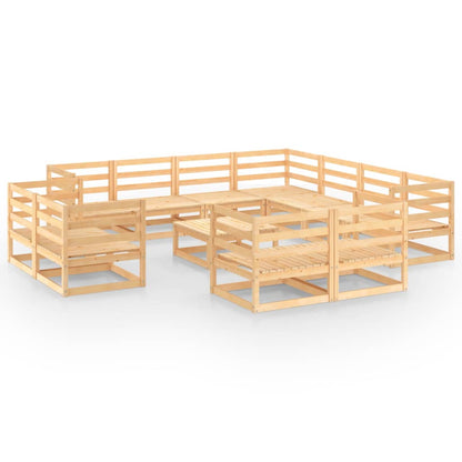 Set Divani da Giardino 12 pz in Legno Massello di Pino