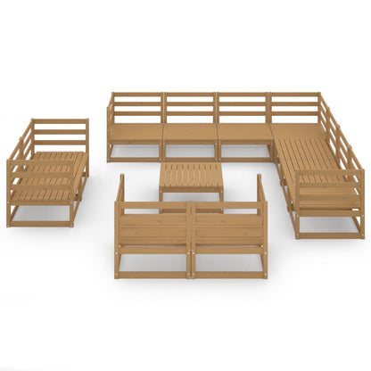 Set Divani da Giardino 12 pz Marrone Ambra Legno Massello Pino