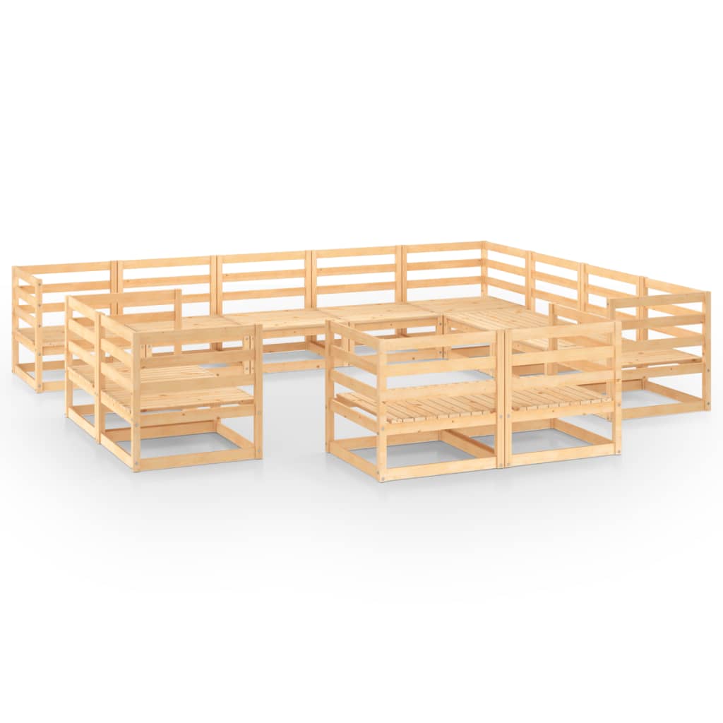Set Divani da Giardino 12 pz in Legno Massello di Pino