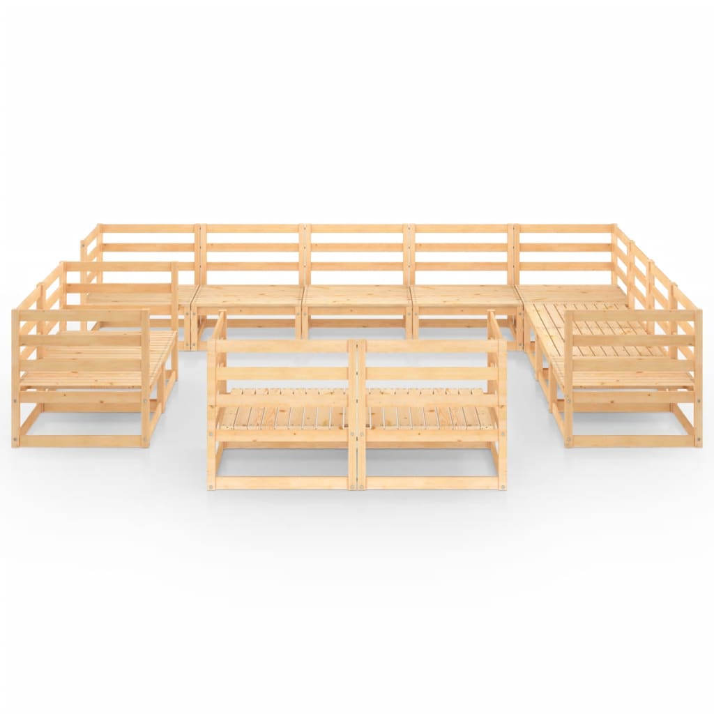 Set Divani da Giardino 12 pz in Legno Massello di Pino