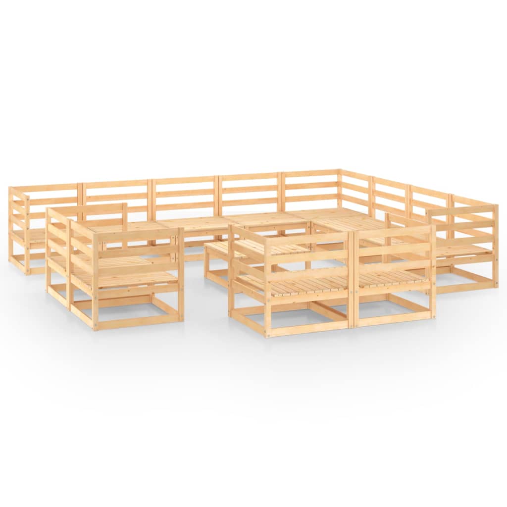 Set Divani da Giardino 13 pz in Legno Massello di Pino