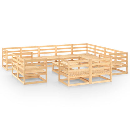 Set Divani da Giardino 13 pz in Legno Massello di Pino