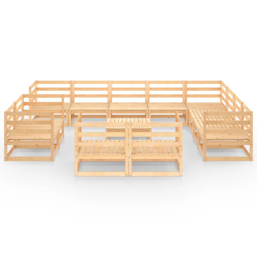 Set Divani da Giardino 13 pz in Legno Massello di Pino