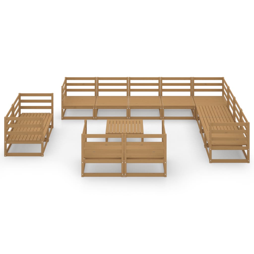 Set Divani da Giardino 13 pz Marrone Ambra in Massello di Pino