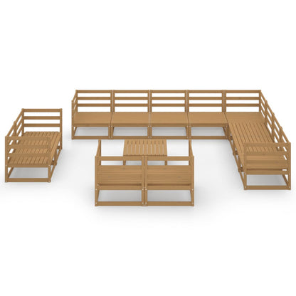 Set Divani da Giardino 13 pz Marrone Ambra in Massello di Pino