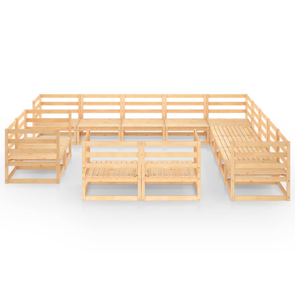 Set Divani da Giardino 13 pz in Legno Massello di Pino