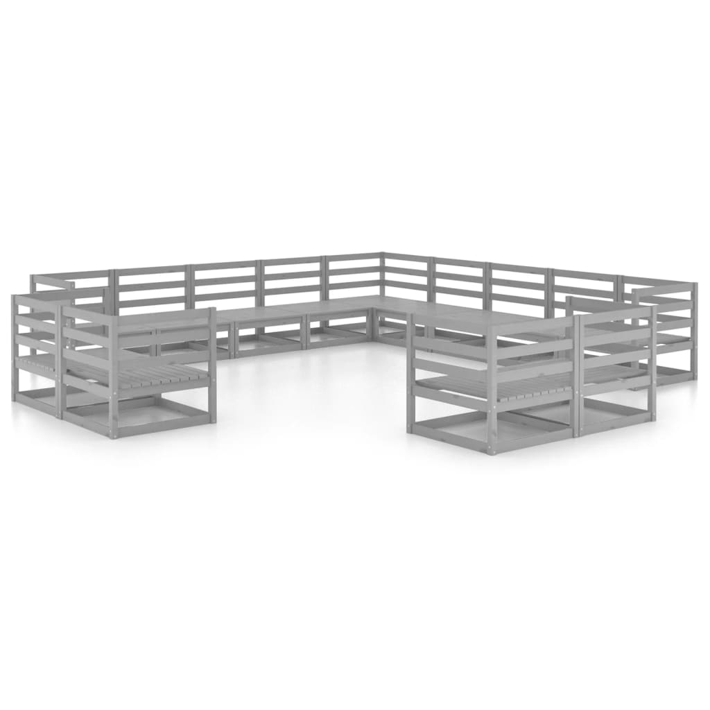 Set Divani da Giardino 13 pz in Legno Massello di Pino
