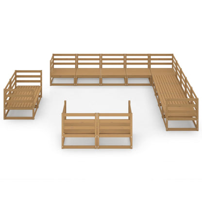 Set Divani da Giardino 13 pz in Legno Massello di Pino