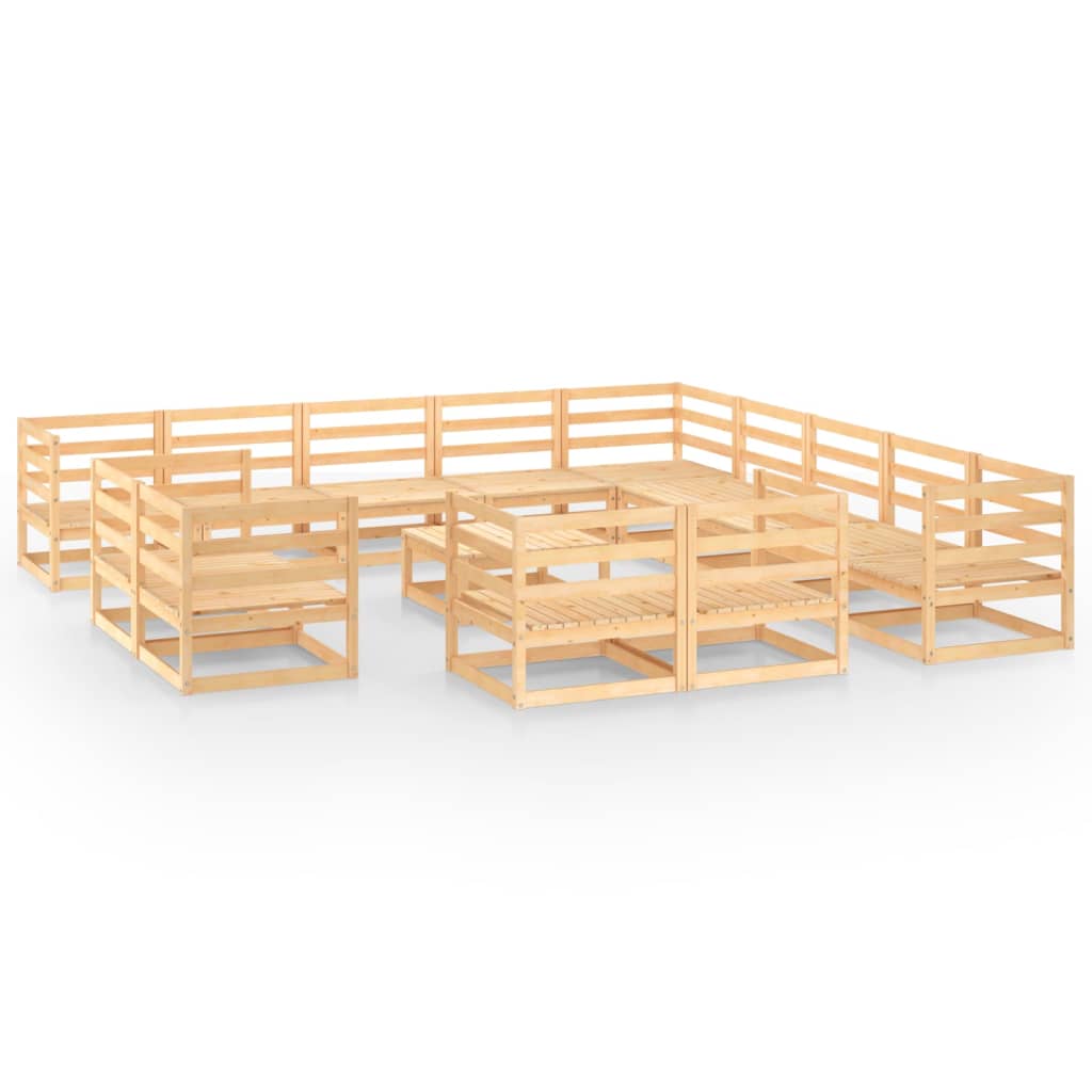 Set Divani da Giardino 14 pz in Legno Massello di Pino