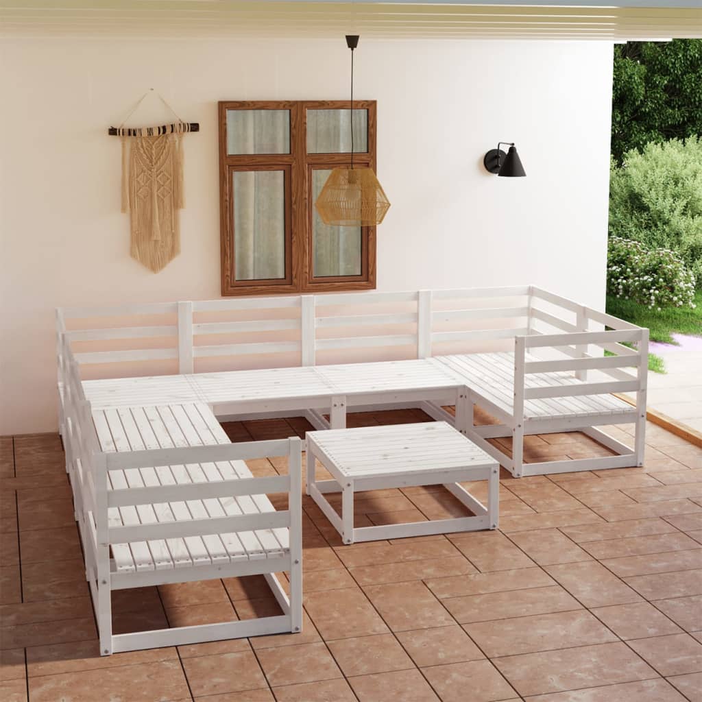 Set Divani da Giardino 9 pz in Legno Massello di Pino