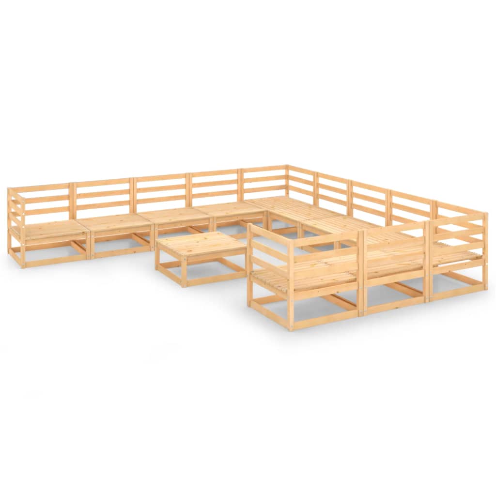 Set Divani da Giardino 12 pz in Legno Massello di Pino