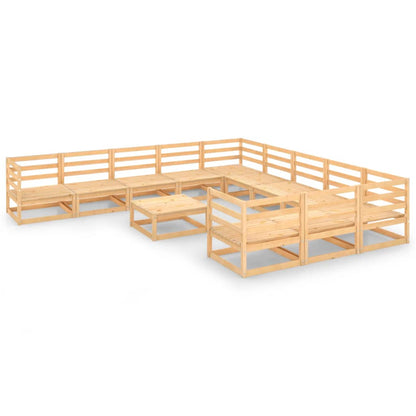 Set Divani da Giardino 12 pz in Legno Massello di Pino