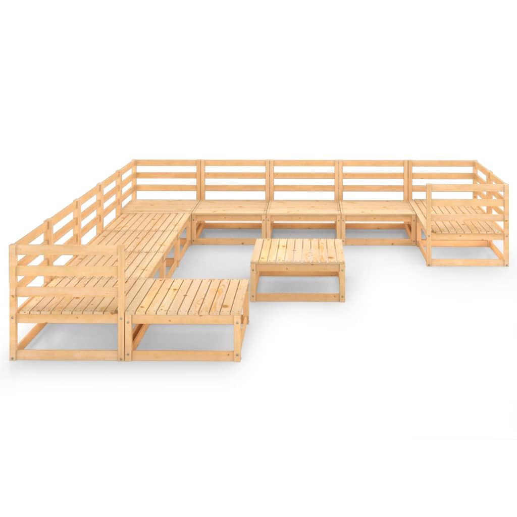 Set Divani da Giardino 12 pz in Legno Massello di Pino