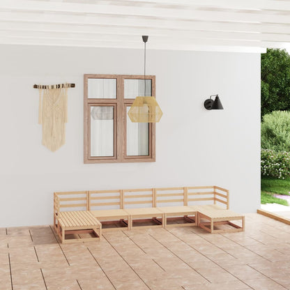 Set Divani da Giardino 7 pz in Legno Massello di Pino
