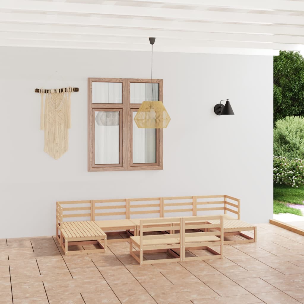 Set Divani da Giardino 9 pz in Legno Massello di Pino